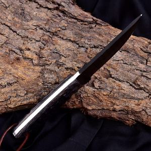 Cuchillo de caza estilo occidental con hoja fija de acero de Damasco, mango de madera y piedra personalizado OEM, codificado en negro. - Product Image 5