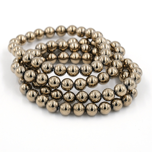 Pulsera de Pirita Dorada Natural, Pulsera Elástica con Cuentas de Piedras Preciosas Redondas de 8 mm, Joyería de Cristal Unisex al por Mayor - Product Image 3