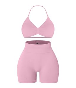 Gym Yoga Active Workout Sets For Women Breathable Spandex Yoga Sets Two Piece Tank Top Matching High Waist <b>Booty</b> Lifting Shorts - Product Image 1