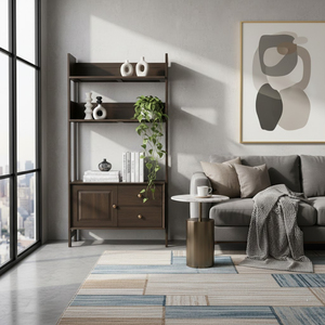 ตู้หนังสือสีน้ำตาลเข้ม ไม้บีช MDF ปรับแต่งได้ ได้รับการรับรองมาตรฐาน ทันสมัย พร้อมตู้และลิ้นชัก ผลิตในเวียดนาม สำหรับเฟอร์นิเจอร์บ้าน - Product Image 5