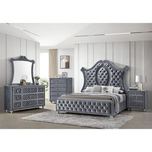 Cabecera de Cama King Moderna y Lujosa con Diseño Acolchado, Adorno de Tachuelas Intrincadas y Patrón de Diamantes, Camas Tapizadas de Lujo - Product Image 6