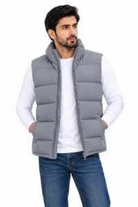Chaleco Acolchado Grueso de Invierno para Hombre, Cuello Alto, Cierre Frontal con Cremallera, Relleno de Algodón, Exterior de Poliéster, Chaqueta Casual para Exteriores - Product Image 2