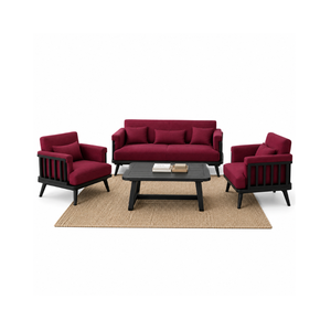 Juego de Sofás Modernos de Madera Maciza con Sillones y Mesa de Centro para Hotel, Villa, Resort, Sala de Estar - Product Image 1
