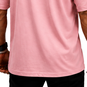 Men’s 100% Cotton Light <b>Pink</b> Oversized T-Shirt Heavyweight Breathable Crew Neck Short Sleeve Casual Gym Streetwear Training Tee - Product Image 6