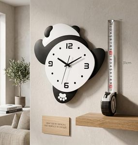 Cute Modern Panda Wall <b>Clock</b> Silent Quartz Analog Hanging 8 Inch Cartoon Single Face <b>Battery</b> Powered for Kids Room Nursery - Product Image 1