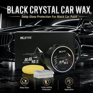 Kit de cire pour voiture en cristal noir pour peinture noire, brillance profonde, protection hydrophobe, réparation des rayures, éponge, serviette en microfibre - Product Image 1