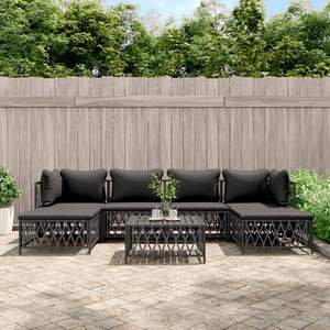 Ensemble de salon de patio 7 pièces en acier anthracite avec coussins ensembles de jardin - Product Image 1