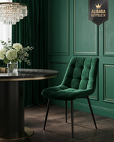 Chaise de salle à manger inclinable pliable en velours moderne avec pieds en métal noir pour appartement, maison, hôtel