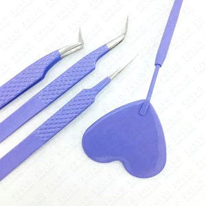 Pinces à extensions de cils en acier inoxydable de qualité supérieure avec poignée à prise diamantée, personnalisables pour une précision accrue - Product Image 2
