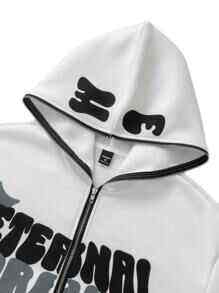 Sweat à capuche intégral en coton ultra-doux avec fermeture éclair élégante, empiècements respirants et un look futuriste et avant-gardiste. - Product Image 4