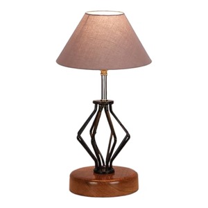 Lámpara de Mesa Moderna de Metal Hecha a Mano KS International con Pantalla de Tela, Luz Decorativa Rústica para Dormitorio, Decoración Navideña para el Hogar - Product Image 1