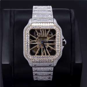 Reloj de Lujo para Hombre, Completamente Adornado con Diamantes Moissanite, Esfera Mecánica con Incrustaciones de Diamantes D VVS, Verificador de Diamantes - Product Image 1