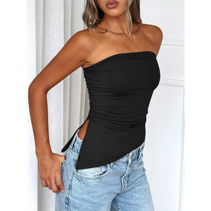 Tops cortos de verano 2026 para mujer, sin tirantes, tipo tubo, bandeau, básicos, sin espalda, sin mangas, diseño lindo, de punto, ropa de fiesta, estilo reina - Product Image 5