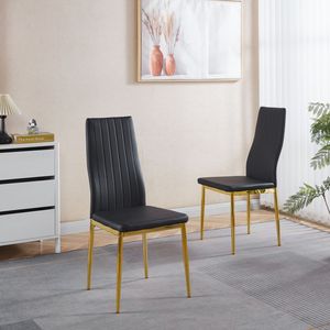 Ensemble de 4 chaises de salle à manger avec pieds dorés et assise noire - Product Image 2