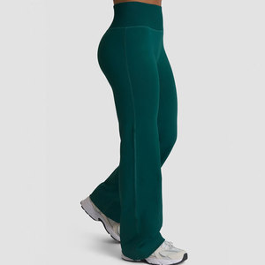 High Waist <b>Flare</b> <b>Legging</b> Design <b>Women</b> Hip Lifting High Strength Stretchable Solid Pattern Quick Dry Slim Tight Yoga Activewear - Product Image 5