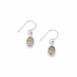 Boucles d'oreilles tendance faites à la main en quartz rutile doré, en argent sterling 925, bijoux délicats en cristal ovale pour femme, idéales pour les soirées - Product Image 4