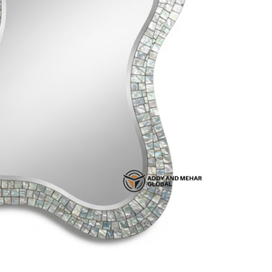 Miroir mural de mariage Art Déco carré de luxe en MDF fait main avec mosaïque de coquillages écologique pour une décoration intérieure haut de gamme - Product Image 4