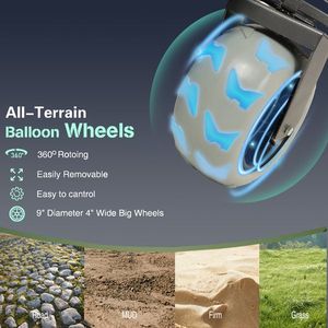 Carrello Utilitario Pieghevole con Telaio in Acciaio per Tutti i Terreni, Ruote Pneumatiche da 9 Pollici, Capacità 500 Libbre - Product Image 6