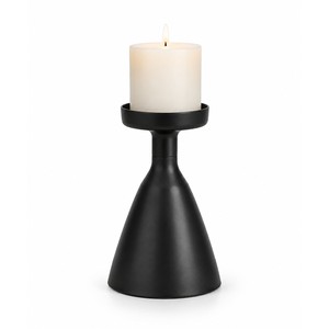 Matte <b>Black</b> Brass Scandinavian <b>Pillar</b> <b>Candle</b> Stand <b>Holder</b> Wholesale - Product Image 1