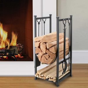 Decorative Fireplace Wood <b>Log</b> <b>Holder</b> Simple Firewood Rack Indoor and Outdoor Fireplace Stand Best Price - Product Image 1