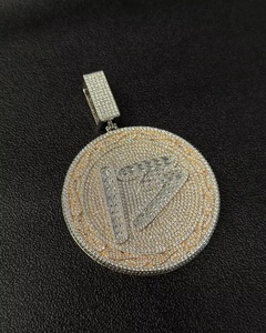 Iced Out Custom Hip Hop <b>Pendant</b> VVS Moissanite 925 <b>Silver</b> Rhodium Plated <b>Pendant</b> Custom <b>Initial</b> Letter Name <b>Pendant</b> For Men's - Product Image 5
