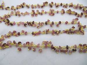 Chaîne pendante en grappe de perles facettées rondes en tourmaline rose naturelle - Product Image 6