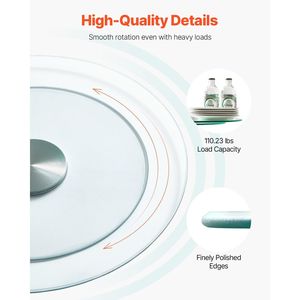 Bandeja Giratoria de Vidrio Templado Transparente de 20 Pulgadas, Base Giratoria de 360 Grados para Mesa de Comedor, Centro de Mesa - Product Image 3
