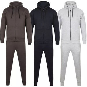 Unisex Hooded <b>2</b> <b>1</b> Heavyweight Tracksuit Full <b>Zip</b> Solid Color <b>Sweatshirt</b> Jogger Pants Casual Wear Breathable 100% Cotton Winter - Product Image 1