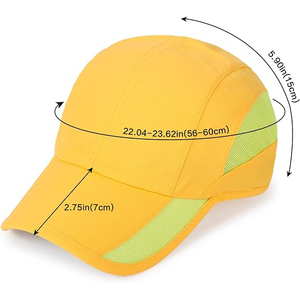 Casquette de baseball unisexe jaune réglable à 6 panneaux, maille respirante, style sportif extérieur, adulte, printemps-été - Product Image 2
