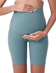 Leggings de maternité sans couture de haute qualité, coupe slim, style motard, shorts de grossesse extensibles et compressifs - Product Image 2