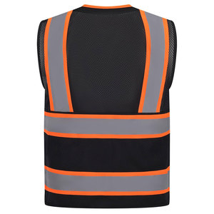 Paquete de 5 chalecos de malla ligeros de color negro liso para hombre, chaleco de seguridad adecuado para carreteras, sitios industriales, inspecciones, ropa de trabajo, chaleco para hombre - Product Image 2