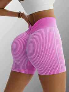 Shorts de yoga de secado rápido con cintura elástica, leggings de yoga para mujer, pantalones de yoga con cintura en V para ciclismo, correr y fitness de verano. - Product Image 3