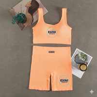 Nouvel ensemble de yoga unisexe sans couture pour bébés et tout-petits 2026 – Tenue de fitness sexy avec soutien-gorge de sport décolleté en V profond et short 100 % nylon anti-plis