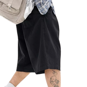 Pantalones Cortos Bermuda Negros Personalizados para Hombre, Cintura Elástica, Bolsillos Laterales, Corte Holgado, Pierna Ancha, Ropa Casual de Verano, Venta al Por Mayor - Product Image 5