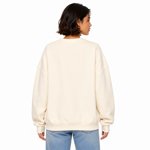 Custom Embroidered Women's Oversized Crew Neck Sweatshirt Long Sleeve Drop Shoulder Solid Color Private Label Export Quality - Product Image 2