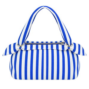 Sac à main en toile de luxe rayé bleu et blanc pour femme, sac fourre-tout décontracté avec fermeture éclair, grande capacité, sac de voyage pour la Saint-Valentin - Product Image 1
