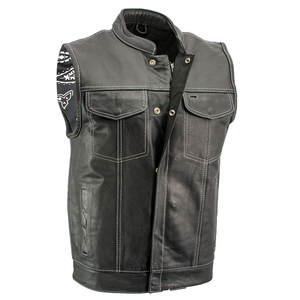 Chaleco de Motociclista de Cuero Vacuno Premium, Ropa de Motociclismo para Hombre, Fabricación OEM ODM - Product Image 1