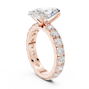 Bague de fiançailles pour femme en or blanc avec diamant taille triangle, sertissage pavé, style classique - Product Image 6