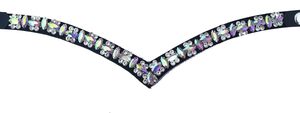 Sangle de frontale en cuir en forme de V pour cheval, ornée de strass et de cristaux, accessoire de tête à fixation rapide. - Product Image 4