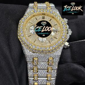 ICE LOOK นาฬิกาโครโนกราฟสแตนเลสสตีลสุดหรูสำหรับผู้ชาย หน้าปัด 42 มม. คริสตัลแซฟไฟร์ ระบบควอตซ์แบบอนาล็อก ปุ่มกด 20 มม. - Product Image 4