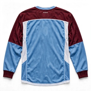 เสื้อฮอกกี้น้ำแข็งแขนยาวสำหรับผู้ชาย Amkoor สีเบอร์กันดีบลู คอวี ระบายอากาศได้ดี ผลิตจากโพลีเอสเตอร์ ซับเหงื่อ พร้อมโลโก้ด้านหน้า ชุดยูนิฟอร์มสำหรับผู้ใหญ่ - Product Image 5