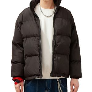 2025แจ็กเก็ตฤดูหนาวแฟชั่นเกาหลีสำหรับผู้ชายเสื้อคลุมกันหนาวสีดำล้วนสไตล์สตรีทแวร์ขนเป็ด - Product Image 3