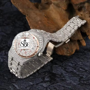 Montre-bracelet Chronographe Élite Raffinée en Acier Inoxydable avec Cadran Carré en Quartz Diamanté, Bracelet 21mm, Fermoir Papillon, Saphir Couleur D VVS1 - Product Image 3
