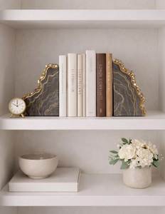 Sujetalibros minimalistas de resina, modernos y decorativos para el hogar, la oficina, el escritorio, la estantería y la sala de lectura. - Product Image 6