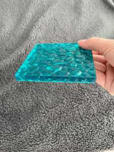 Square Handmade Epoxy Resin Coaster, <b>Gems</b>, Transulcent Ocean Teal - Product Image 4