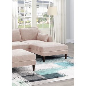 Set Modulare Contemporaneo in Tessuto Morgan Rosa Pallido, 5 Pezzi: Poltrone con Braccioli, Poltrona Senza Braccioli, Pouf e Divani a L per Soggiorno - Product Image 3