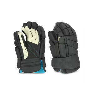 Professional Ice Hockey Gloves Black PU Material Durable <b>Hook</b> And Loop Closure Adult Size Solid Pattern - Product Image 1