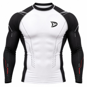 Maillot de bain pour homme à manches longues, noir et blanc, imprimé en relief en caoutchouc, respirant, séchage rapide, 220g, spandex polyester, pour adulte - Product Image 1