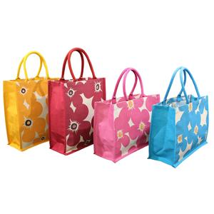 Sac de courses réutilisable en tissu non tissé imprimé floral multicolore, biodégradable, laminé PP avec poignée en corde rembourrée, durable - Product Image 1