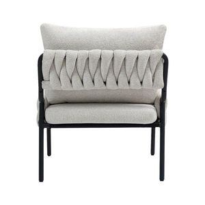 Sillón Moderno con Respaldo de Ala, Tapicería Trenzada, Estructura Metálica y Cojín Suave para Sala de Estar o Dormitorio - Product Image 6